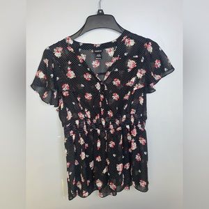 Torrid Polka Dot Floral Blouse